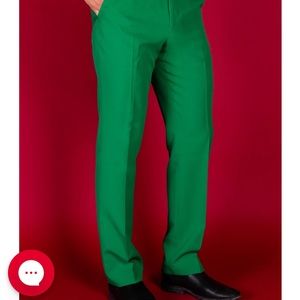 Solid green suit pants